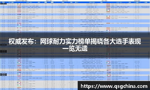 权威发布：网球耐力实力榜单揭晓各大选手表现一览无遗